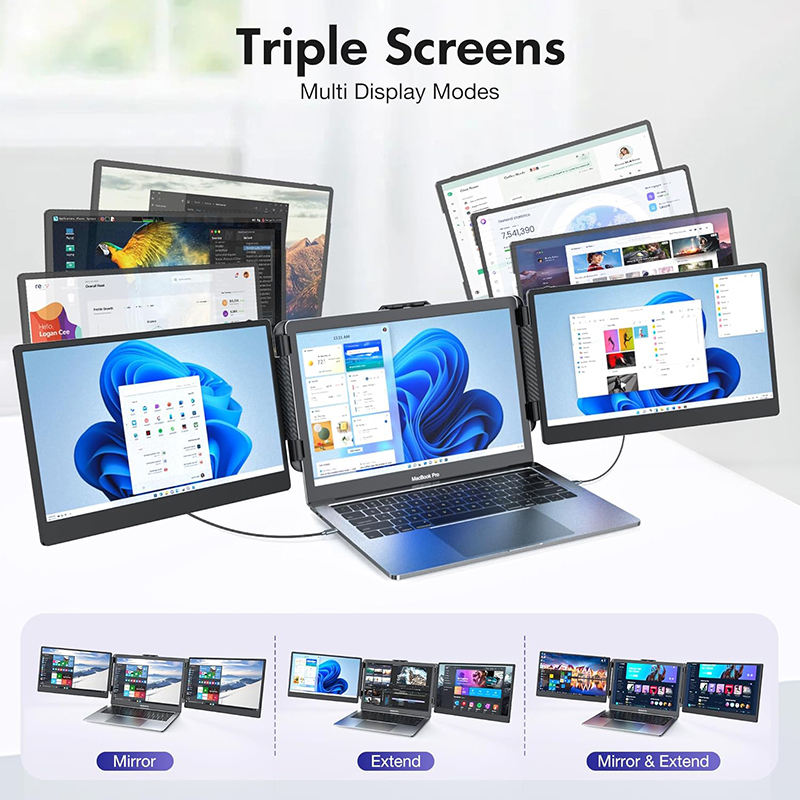 Obsidian Pro 14" Triple Screen Extender - 1080P FHD Triple Display