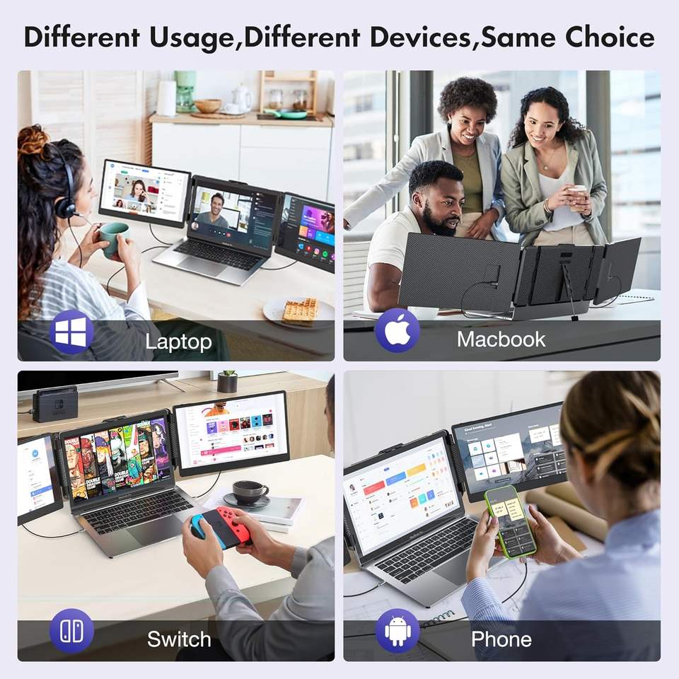 Obsidian Pro 14" Triple Screen Extender - 1080P FHD Triple Display