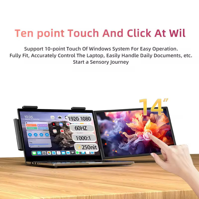 Obsidian Pro 14" Dual Screen Extender - 1080P FHD IPS Touchscreen