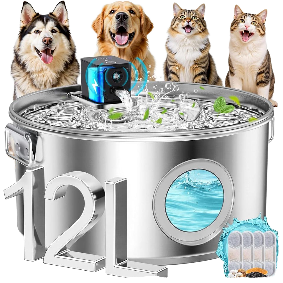 Obsidian Pro Wireless Pet Fountain - 12L Ultra-Capacity Stainless Steel