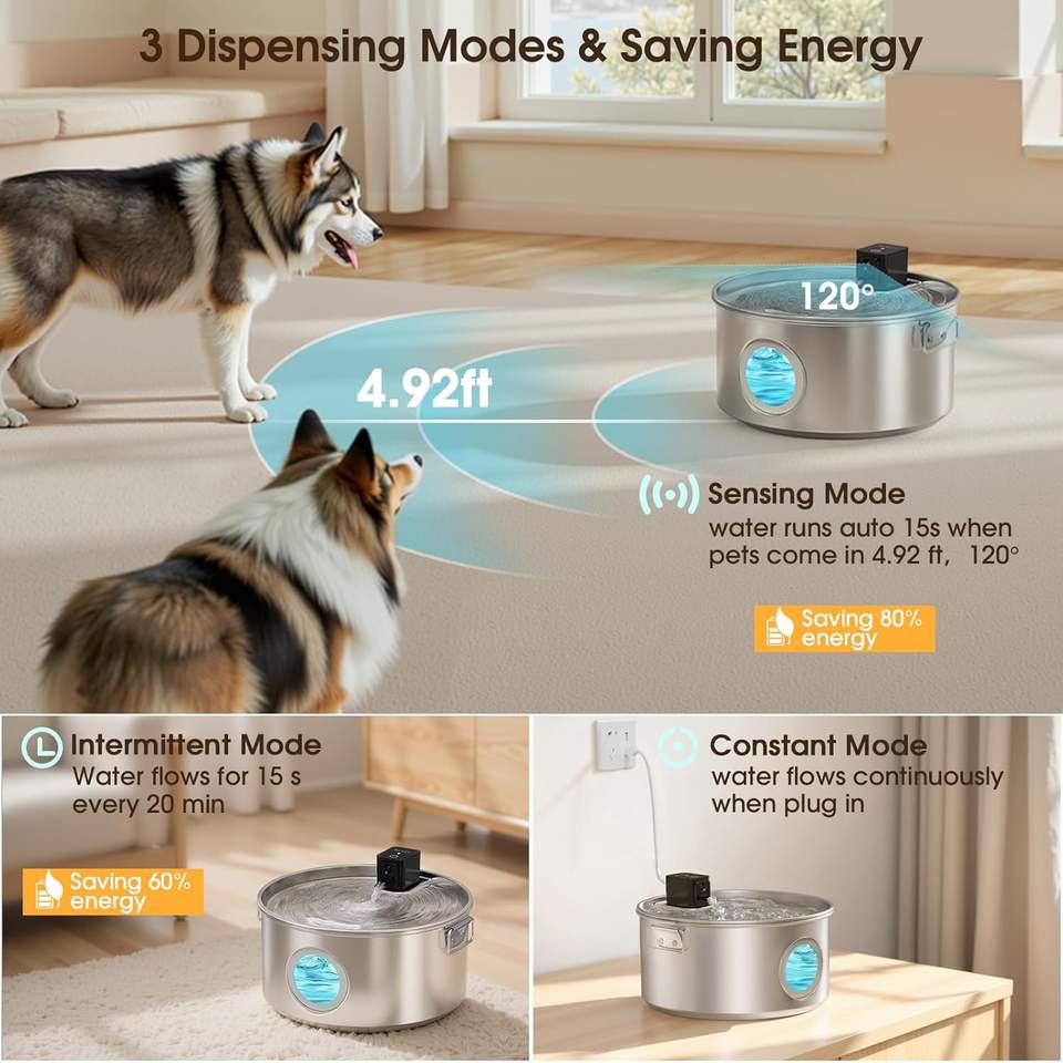 Obsidian Pro Wireless Pet Fountain - 12L Ultra-Capacity Stainless Steel