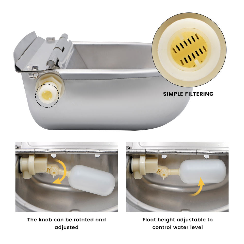 Obsidian Rugged Auto-Fill Trough - Stainless Steel Float-Valve Waterer