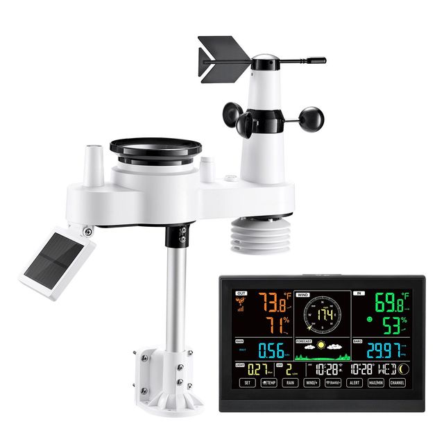 7-in-1 Smart WiFi Weather Station - Solar Powered Remote Monitoring